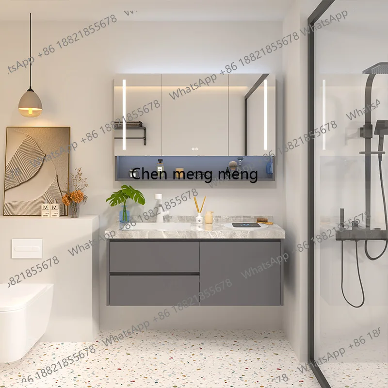 Washing machine integrated cabinet combined rock slab bathroom balcony toilet hand basin cabinet