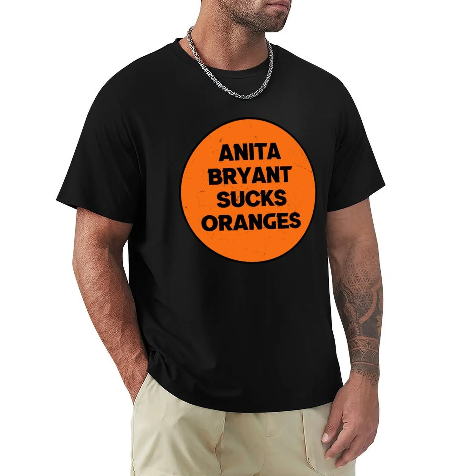 Anita Bryant Sucks Oranges T-Shirt man clothes for a boy tops quick drying graphic tshirt men