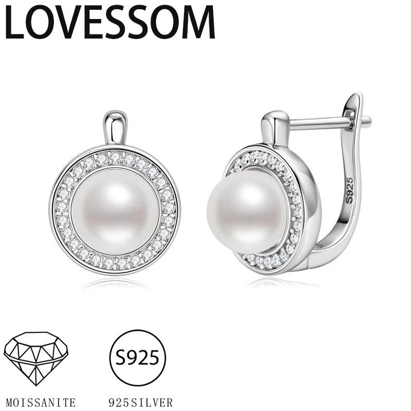 

s925 silver moissanite earrings, pearl earrings, fashionable and simple, suitable for matching dresses, weddings, banquets
