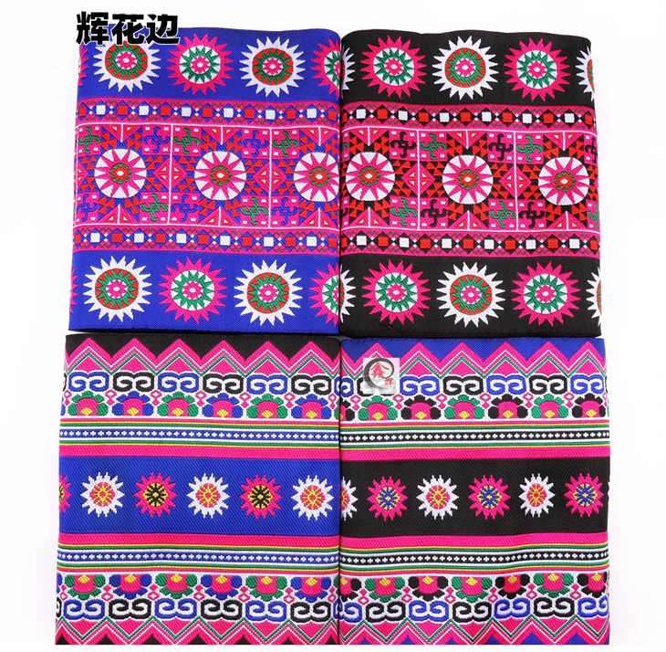 Mixed Style 20CMX6Metera Hmong Embroidery Lace Polyester Woven Jacquare Ribbon Fabric DIY Skirt Belt Clothes Sewing Accessories