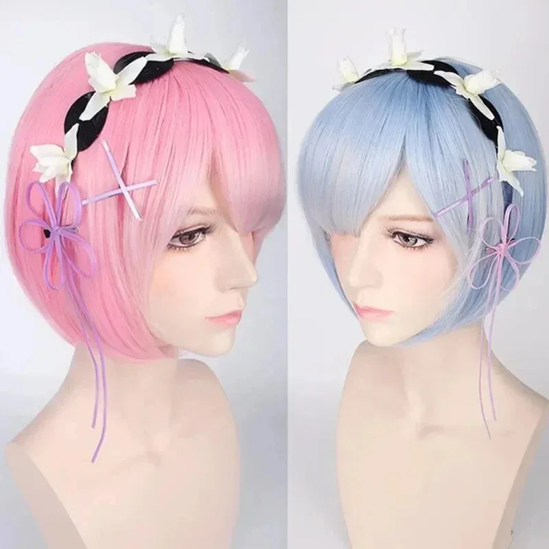 

Re: Life In A Different World Of Ontario Graduate Ram Rem Cosplay Wig for Women, Pink Blue Anime Short Straight Wig