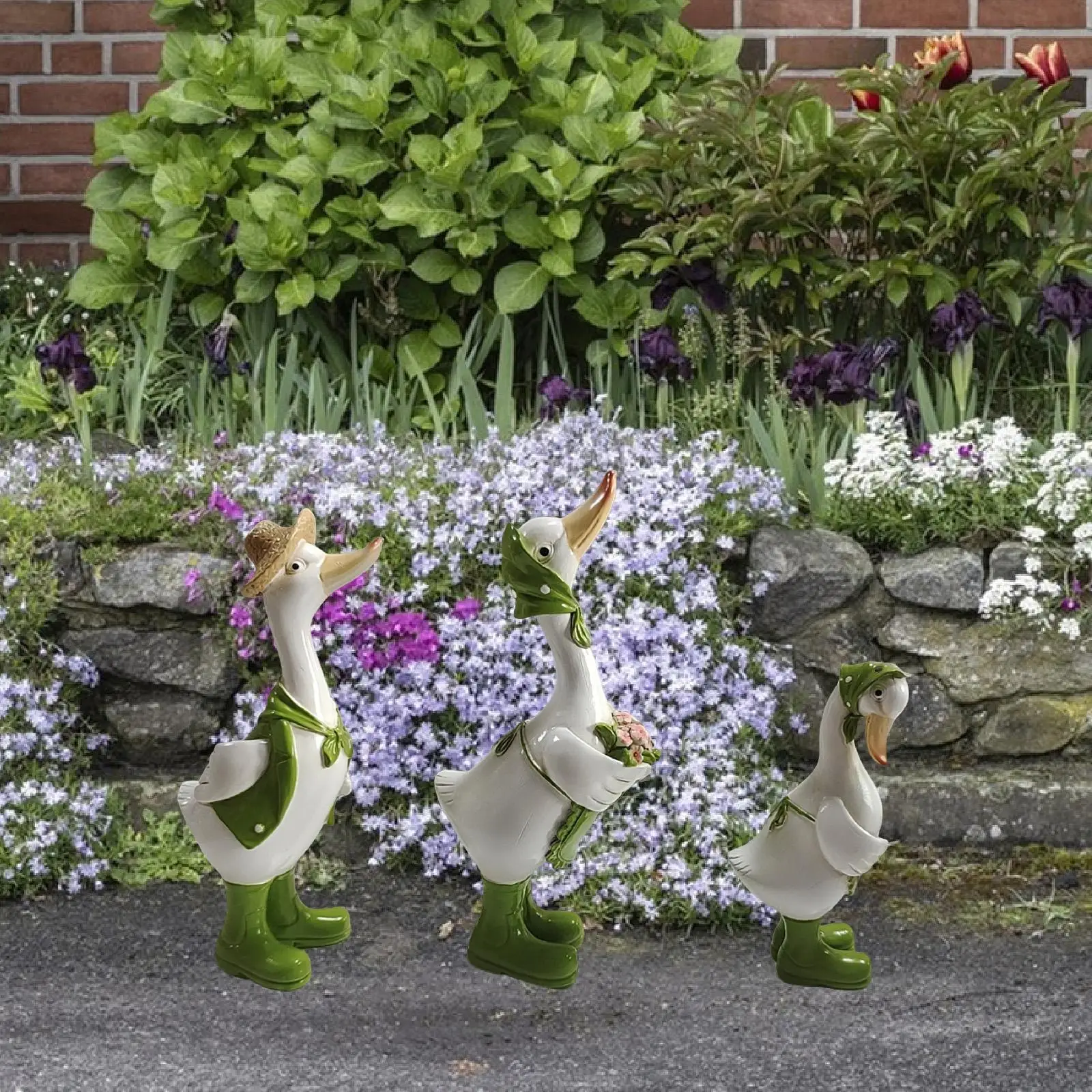 

3x Garden Duck Statues Duck Figurines Decor Modern Art Unique Animal Sculptures