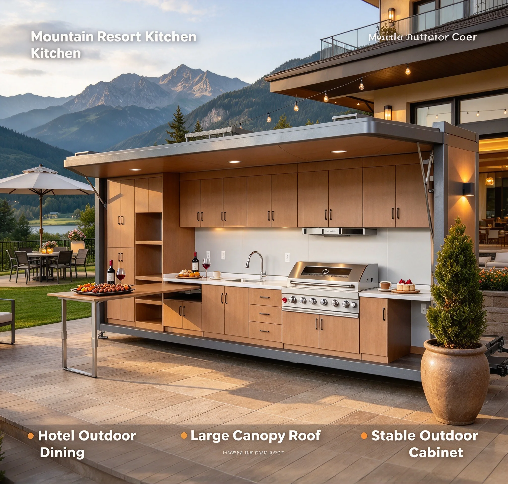 Full Outdoor Kitchen Set Modular Stainless Steel BBQ Island with Integrated Fridge and Sink for Modern Patio Custom