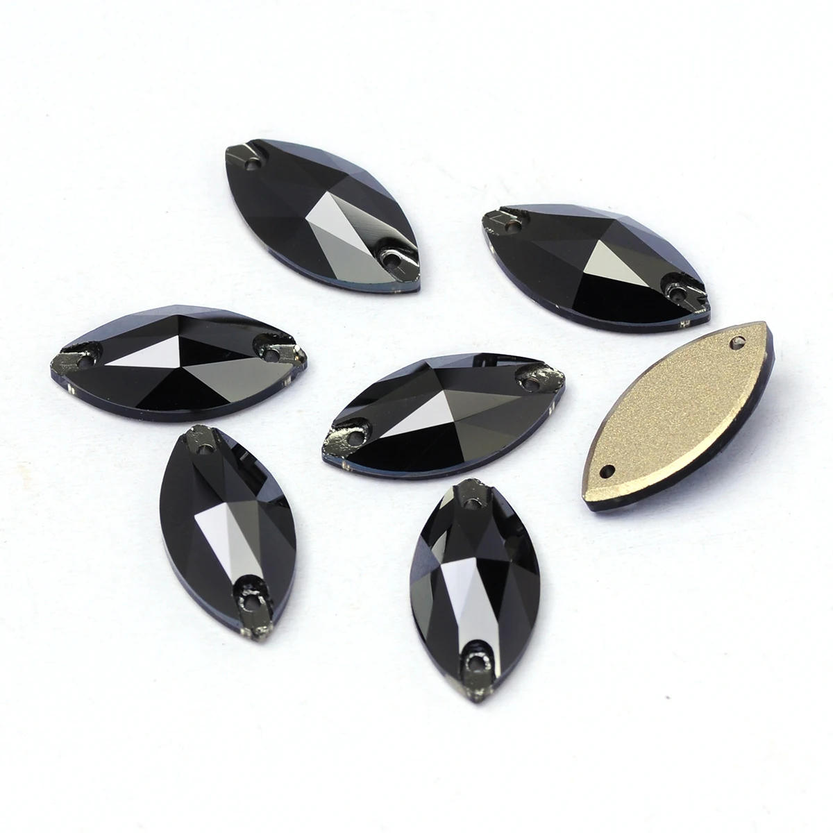 PUBRILEX K9 Glas-Aufnähsteine Navette-Form Flache Kristalle zum Aufnähen für Handarbeiten, Taschen, Kleider und Accessoires – Detail 13