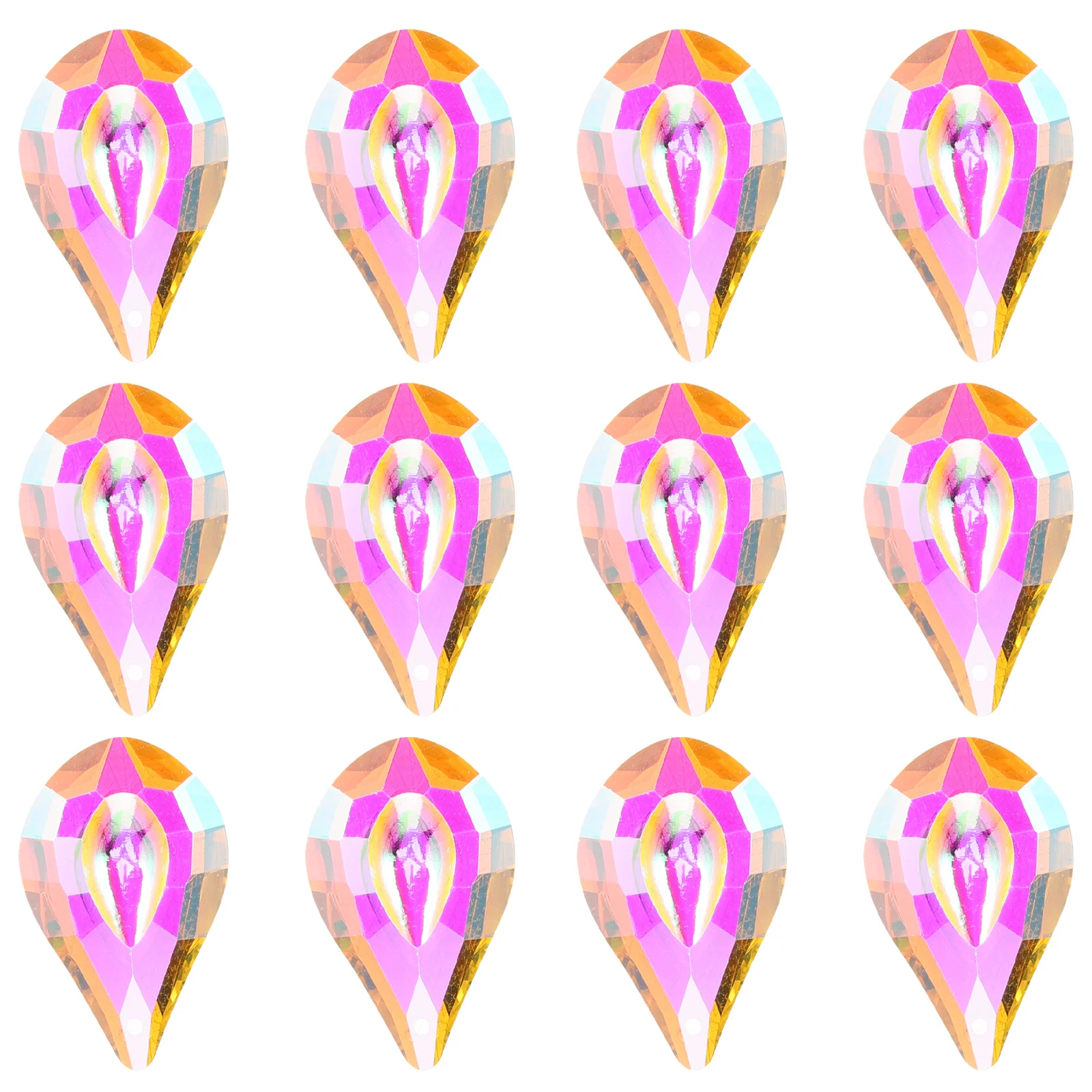 

12Pcs Crystal Chandelier Replacement Parts Hanging Crystals Decor Pendant for Lamp Window Garden Birthday Decoration