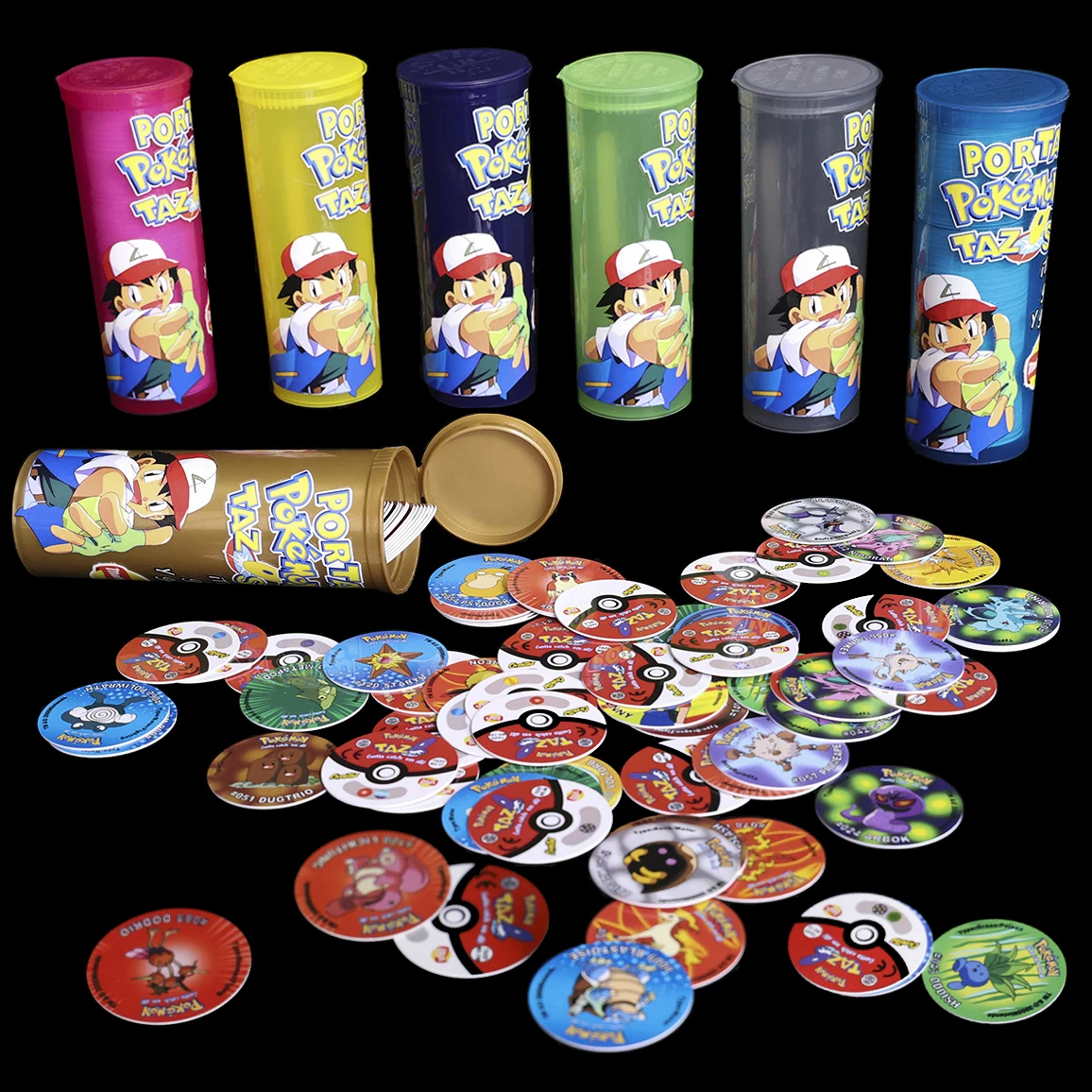 Lote De Tazos Porta PoKemon en bouteille 1ère génération 169 pièces Collection Pikachu formateur robinet Milkcaps Pogs Chaps Chipitaps cartes