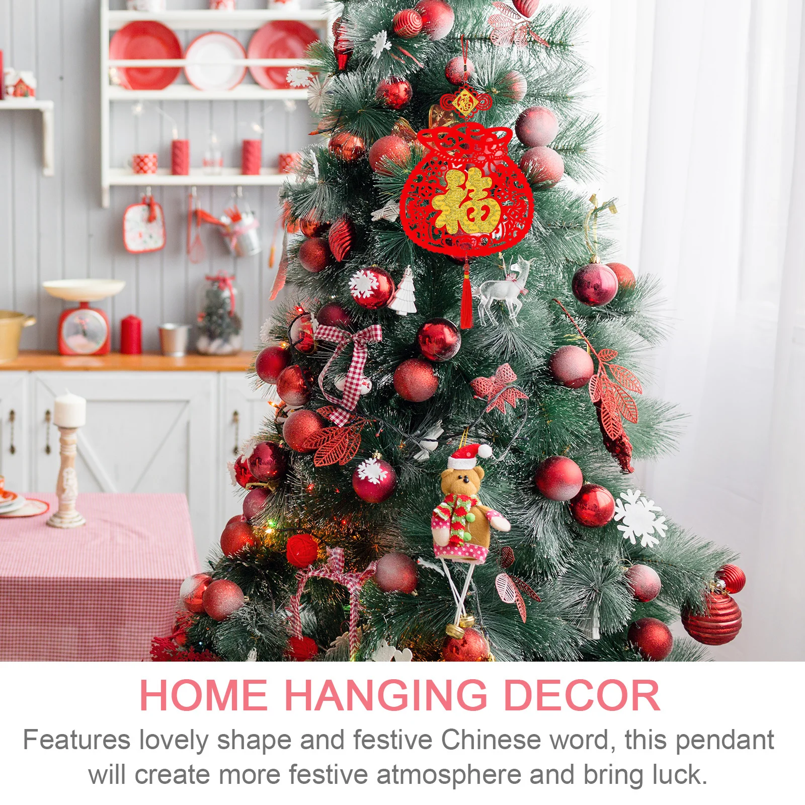 

1Pcs Chinese New Year Pendant Festive Hanging Decor Felt Flocked Cloth Lucky Home Hotel Supermarket Decoration