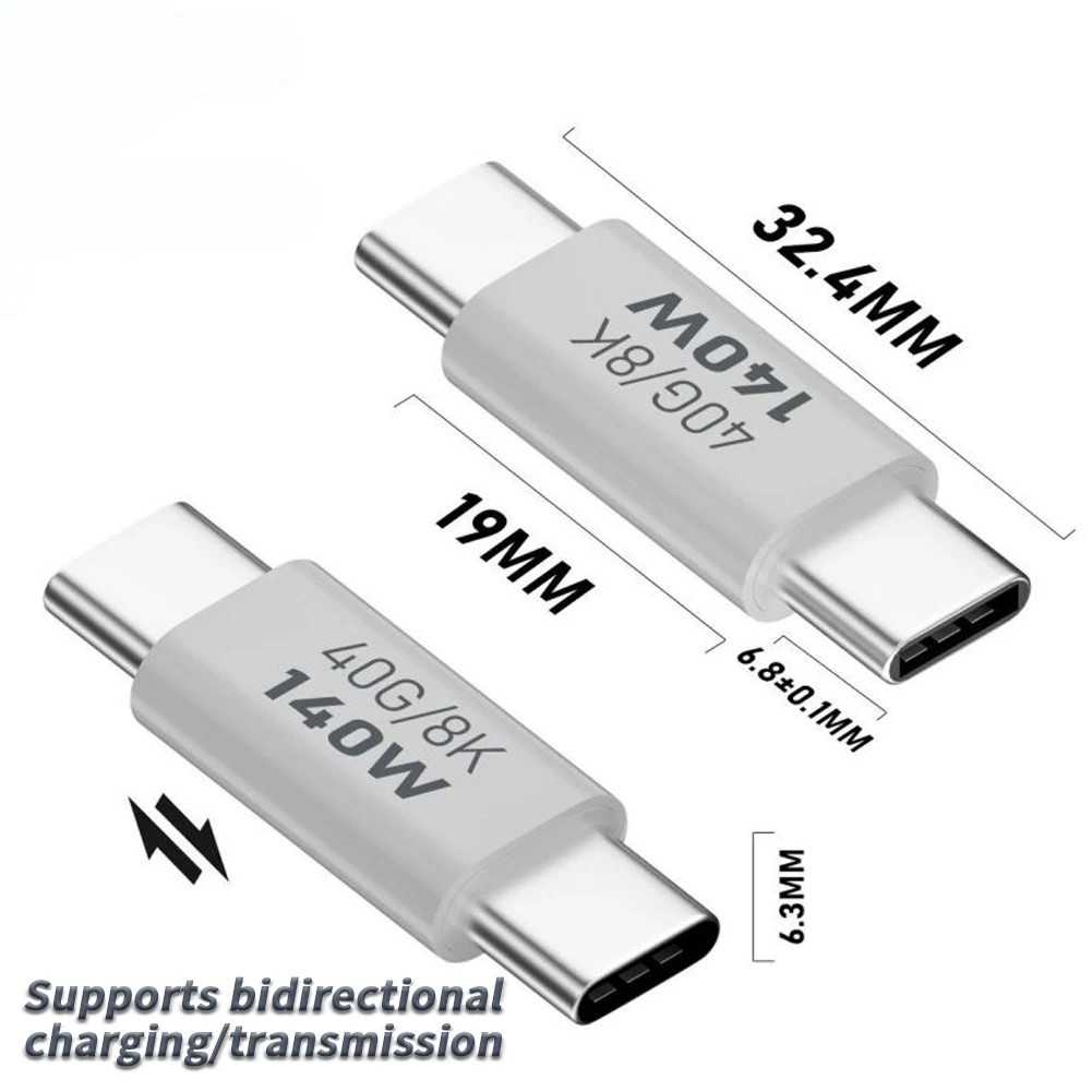 2024ใหม่ USB C อะแดปเตอร์ Type C ที่ชาร์จสายต่อ40Gpbs ตัวแปลง PD140W Type C รองรับการส่งและชาร์จ