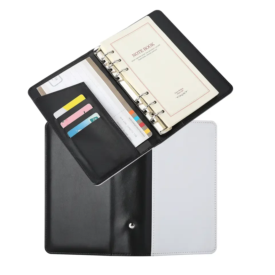 Sublimation Blank A6 Pu Leather Credit ID Business Card Holder with White Notebook Hard Cover for Heart Transfer Printing  Logo