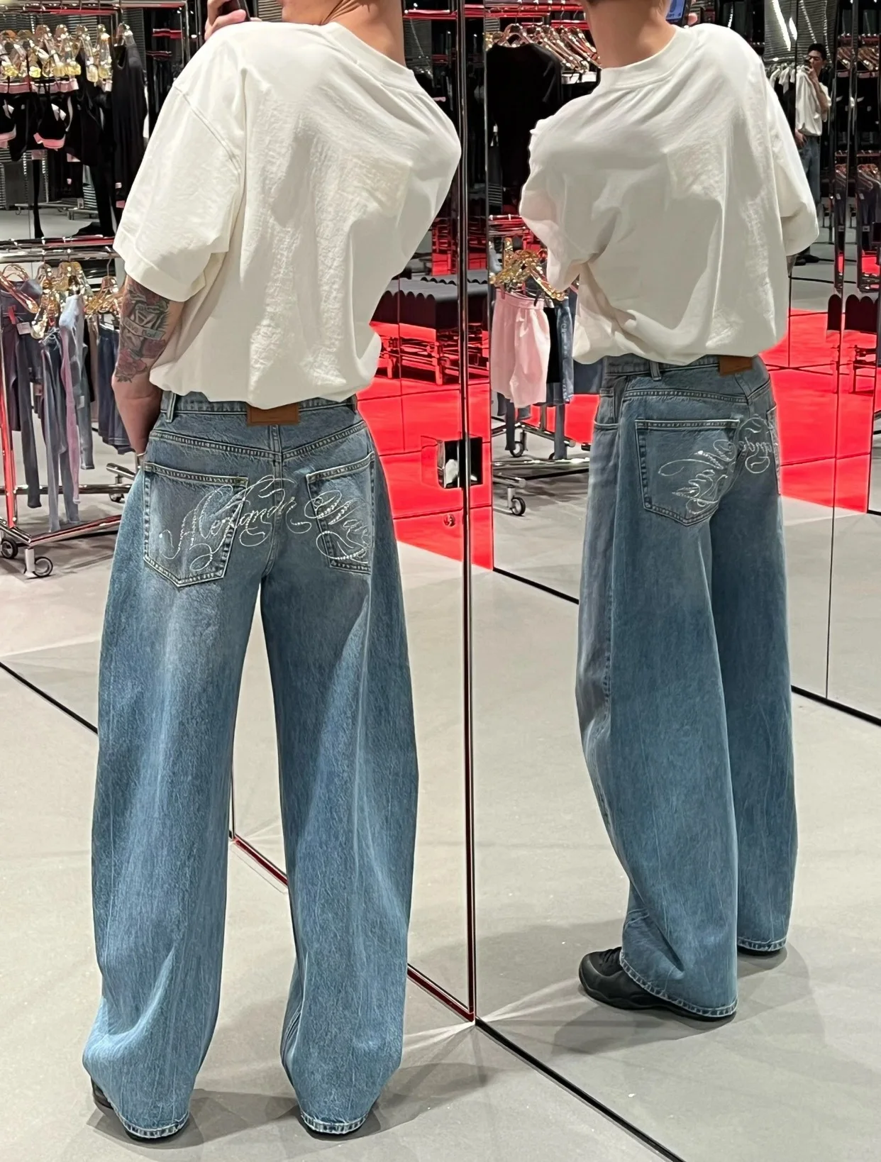 

Harajuku Full Length Baggy Emo Denim Trouser 2025 Summer High Waist Y2K 2000s Blue Pants Women's Casual Retro Loose Jeans