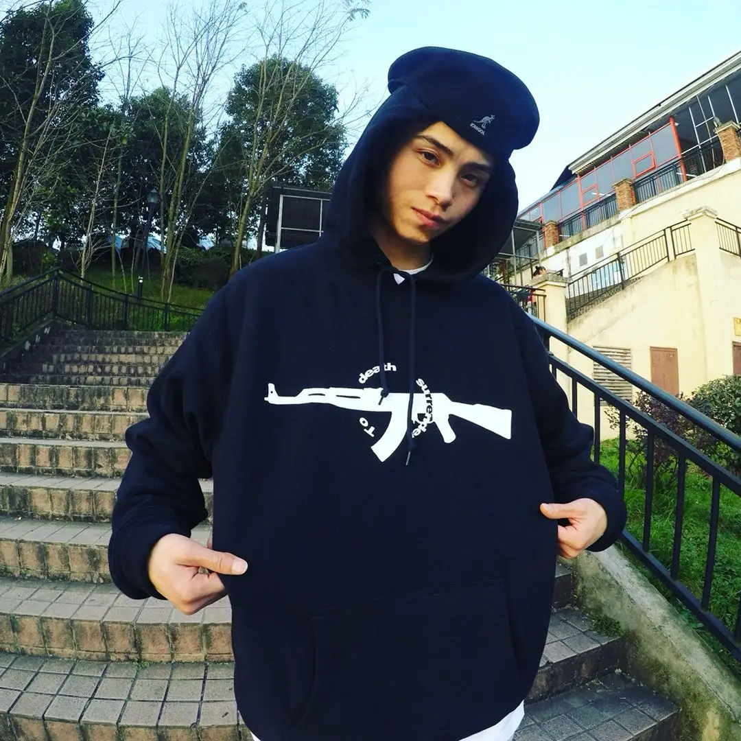 

2025 New Original Oversize AK47 Unyielding Hiphop Loose Large Size Oldschool Fleece Hooded Sweater Unisex