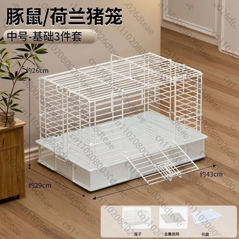 Indoor Rabbit Cage With Leak-Proof And Chew-Proof Tray Anti-Spray Habitat For Guinea Pigs And Hamsters Small Animal House