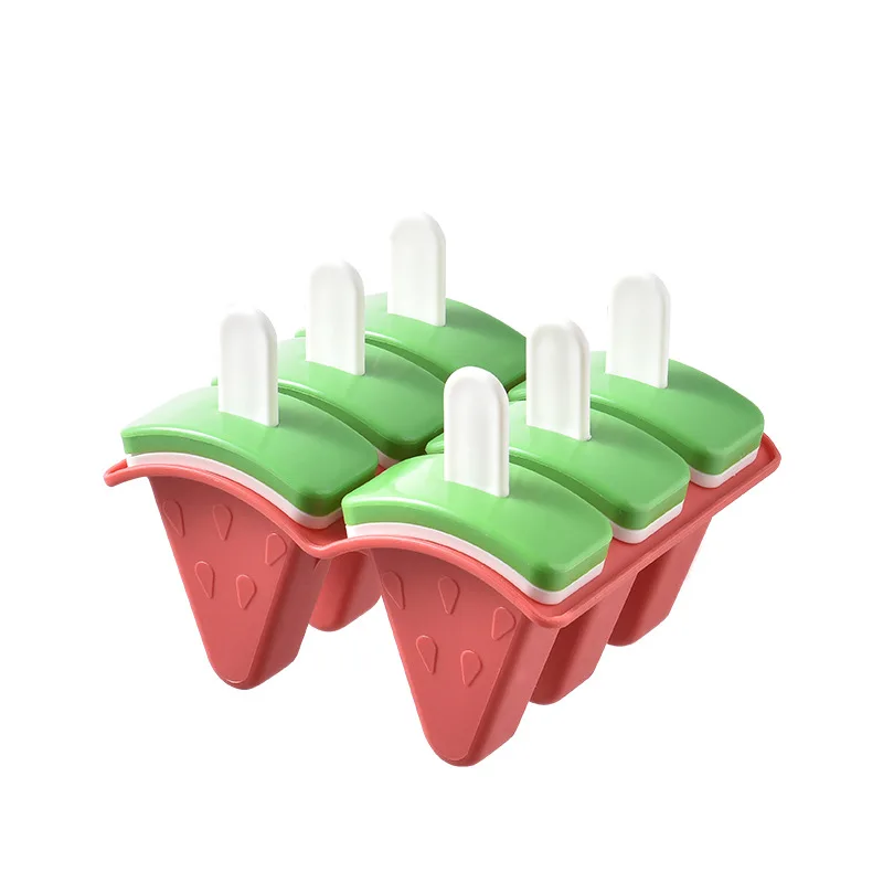 Watermelon Shape Ice Cream Mold 4/6 Ice Popsicle Mold Set Reusable Ice Cream Mold with Stick Creative Kitchen Tool dropship