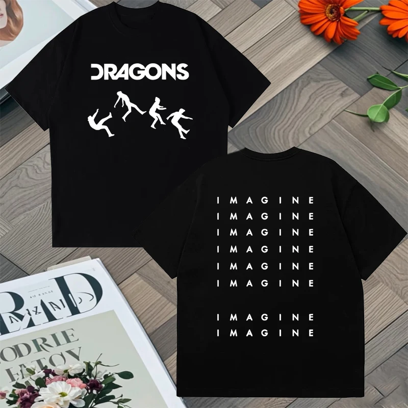 

Imagine Dragons Loom Tour Double Sided Printed Graphic Oversized t-shirt Summer streetwear Men Women 100% Cotton Unisex T shirts