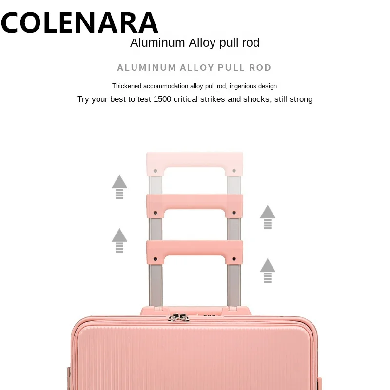 Colenara กระเป๋าห้องโดยสารกระเป๋าด้านหน้ากระเป๋าขึ้นเครื่องแล็ปท็อป24 "28" เคสแบบมีล้อลากโครงสร้างอะลูมิเนียม20 "kopor perjalanan ชาร์จ USB