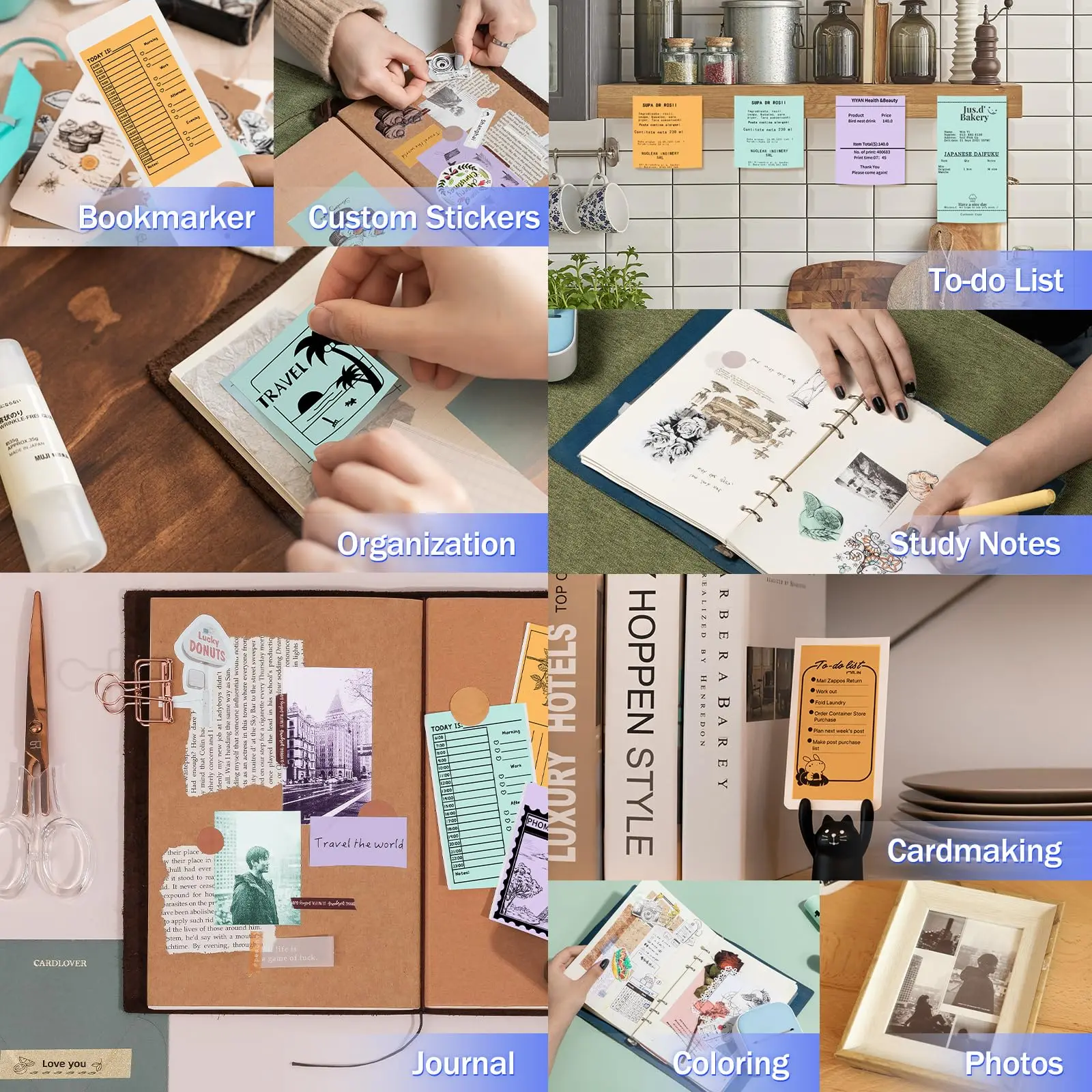 53mm Clear Thermal Paper Self-Adhesive/Non-Adhesive Multicolor for Pocket Printers, Photo Journal Stickers, Transparent Crafts