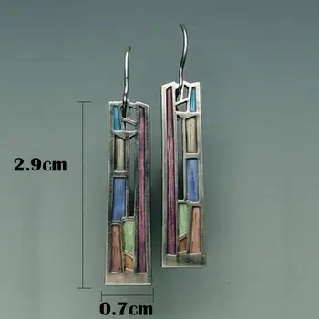 2023年新款復古混色幾何吊墜耳環,女士波西米亞部落風鏤空金屬花卉長耳環,珠寶禮品 8 最佳銷售 嬉皮士耳環 - №8