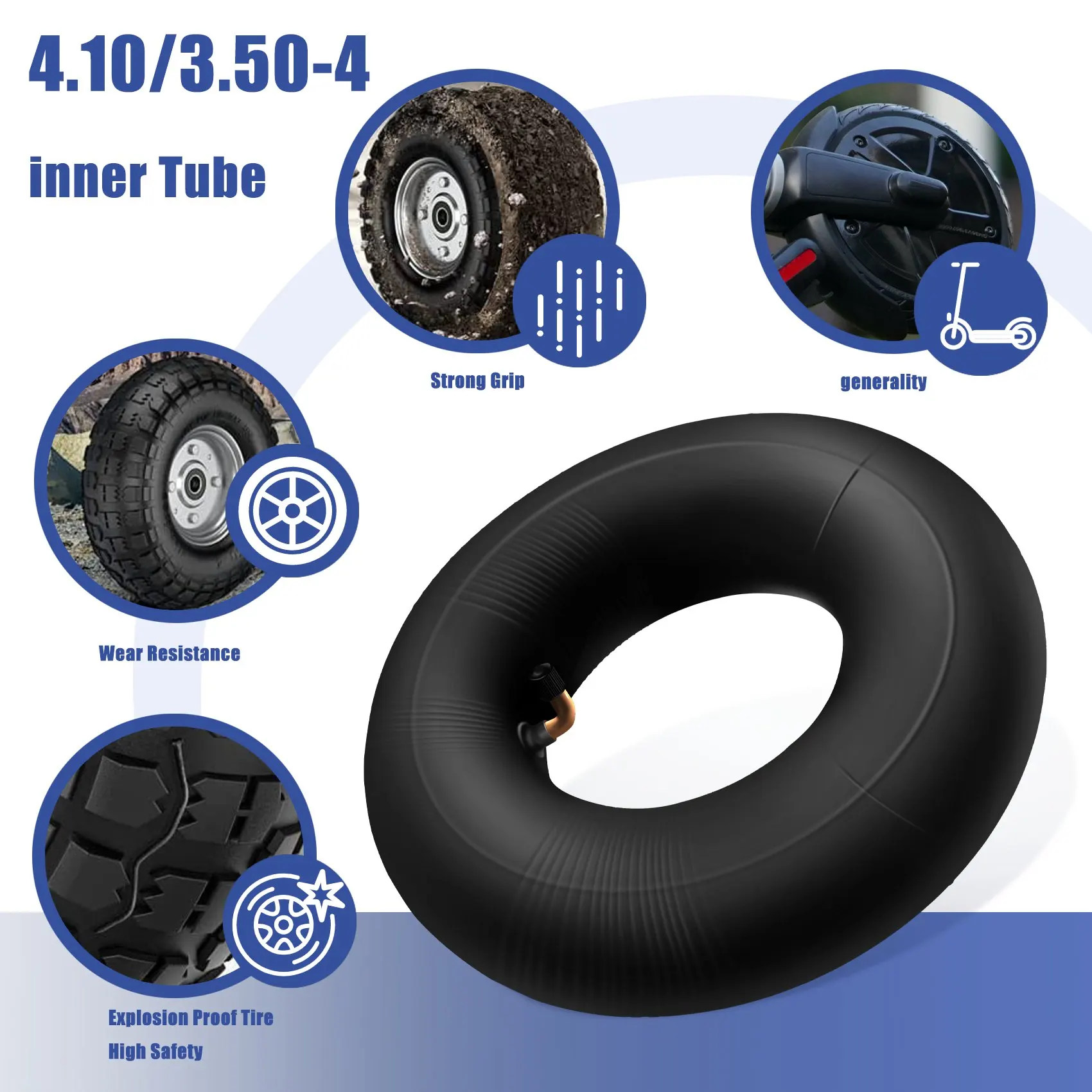 Super Sale 4.10/3.50-4 Inner Tube for Wheelbarrows, Tractors, Mowers, Carts Electric Three-Wheel Four-Wheel Scooter ATV