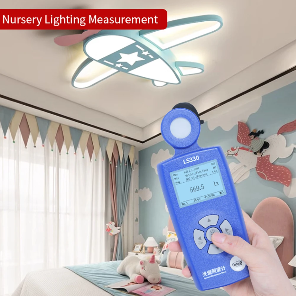 Lux Meter LS330 Spectral Illuminance Meter Digital Luxometer Measurement of Lux, CCT UVI CRI Ra Lx FC Flicker Frequency etc.