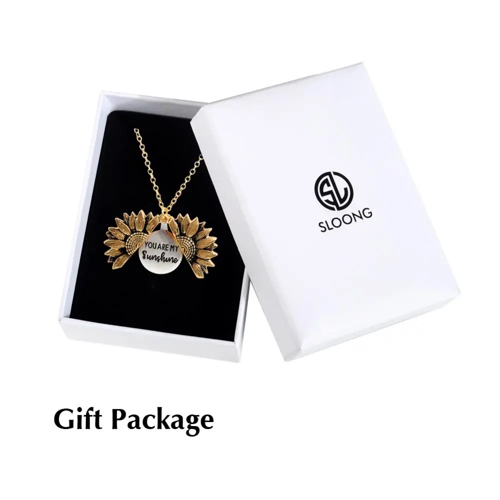 2025 New Women Gold Color Necklace You are my sunshine Open Locket Sunflower Pendant Necklace Men Gifts Free Dropshipping