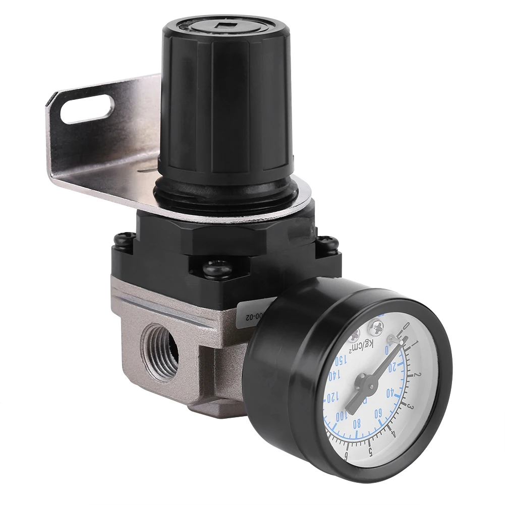 AR2000-02 Air Compressor Regulator Valve Pneumatic Air Pressure Regulator Adjustable Control Valve with Gauge G1/4