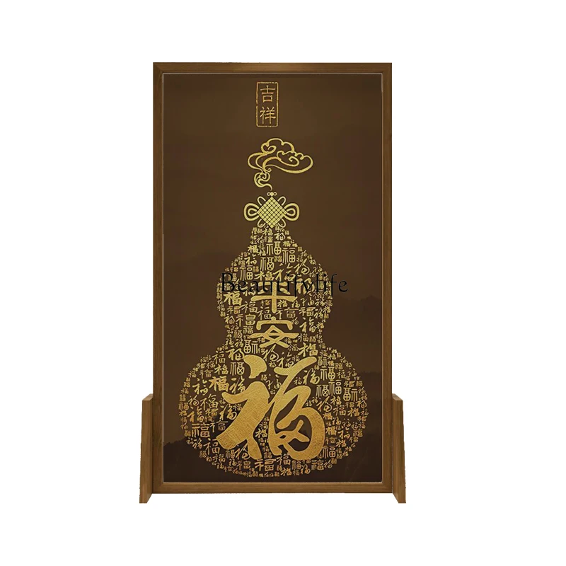 

Chinese screen partition living room entrance entrance solid wood bedroom shielding wall gourd five blessings