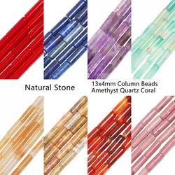 13x4mm Column Shape Natural Stone Onyx Lapis Lazuli Opal Amethyst Bead Round Pipe Loose Beads for Jewelry Making DIY Bracelets