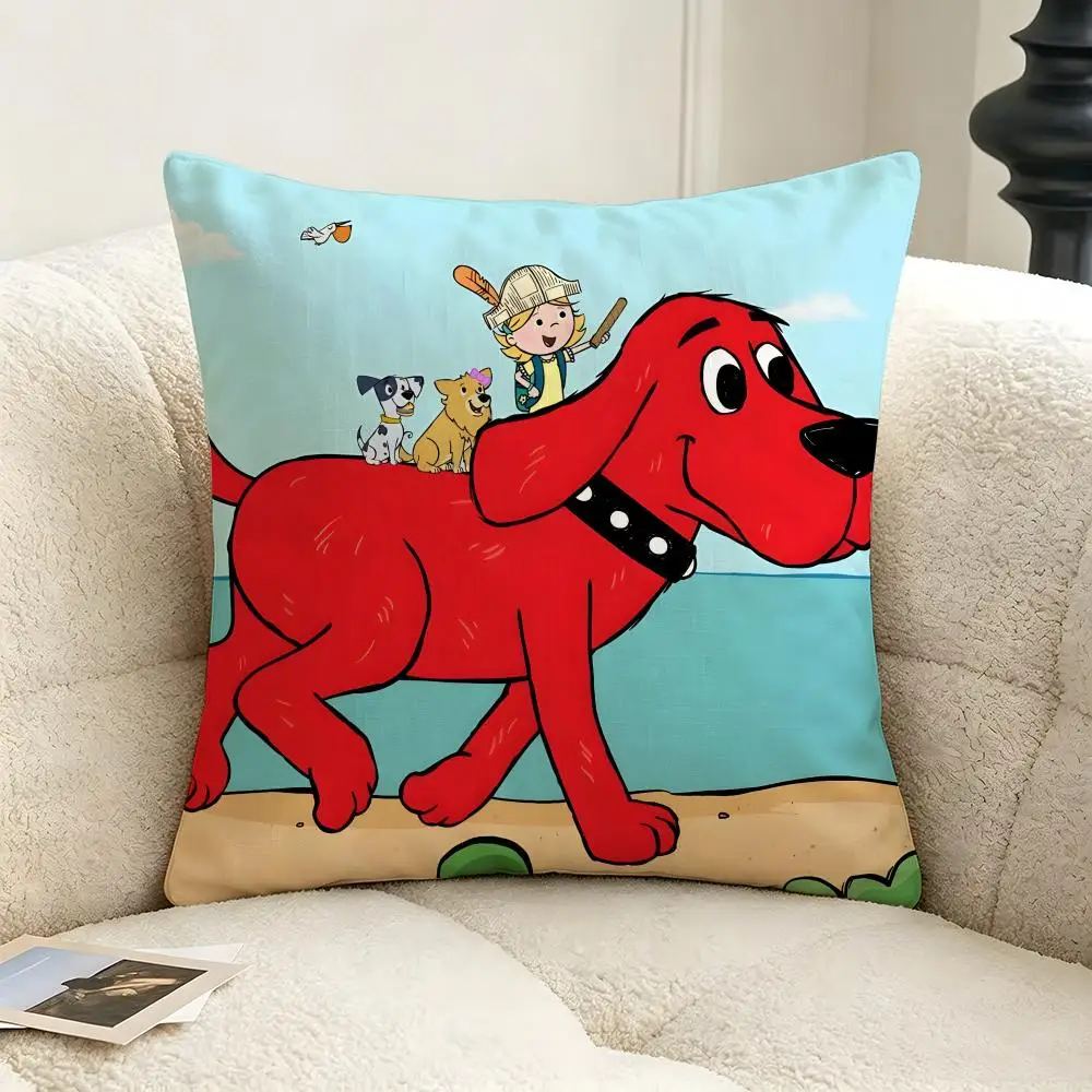 Cartoon Clifford the Big Red Dog-g Cushion Cover Pillow Case Anti-dustmite Pillowcase Silky Short Plush Sofa Cushion Cover hot - view 5