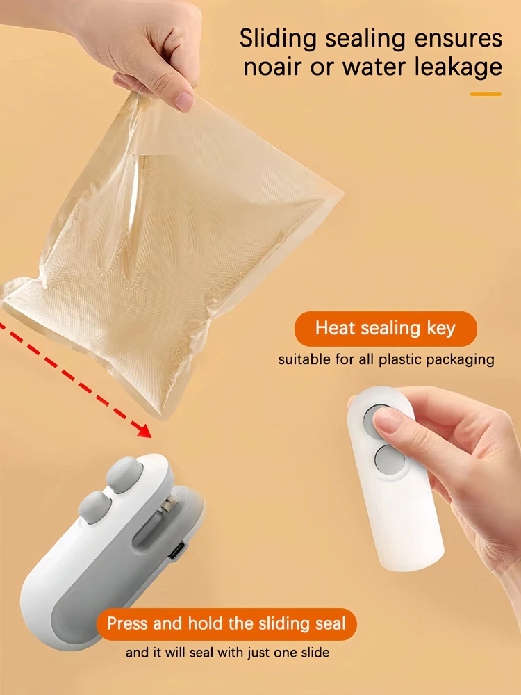 Mini Heat Bag Sealing Machine Package Sealer Bags Plastic Food Sealer Clip Bag Handheld Sealer Food Packaging Heat Sealer