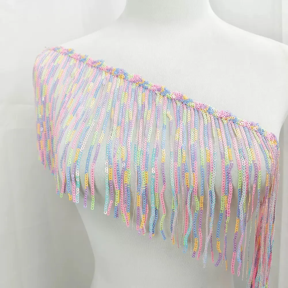 

1 ярд 17 см блестящие лазерные блестки бахрома с кисточками кружевная отделка свадебные платья для латинских танцев одежда DIY ремесла отделка Quaste Flecos