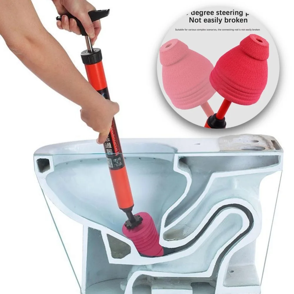 High Pressure Toilet Unblock One Shot Toilet Pipe Plunger Quickly Unblock Household Toilet Sewer Dredging Plunger 1Pcs