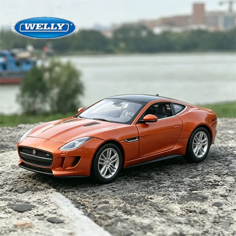 Welly 1:24 Jaguar F-Type Coupé Legierung Klassisches Sportwagen-Modell Druckguss Metall Retro Auto Fahrzeugmodell Simulationssammlung Geschenk