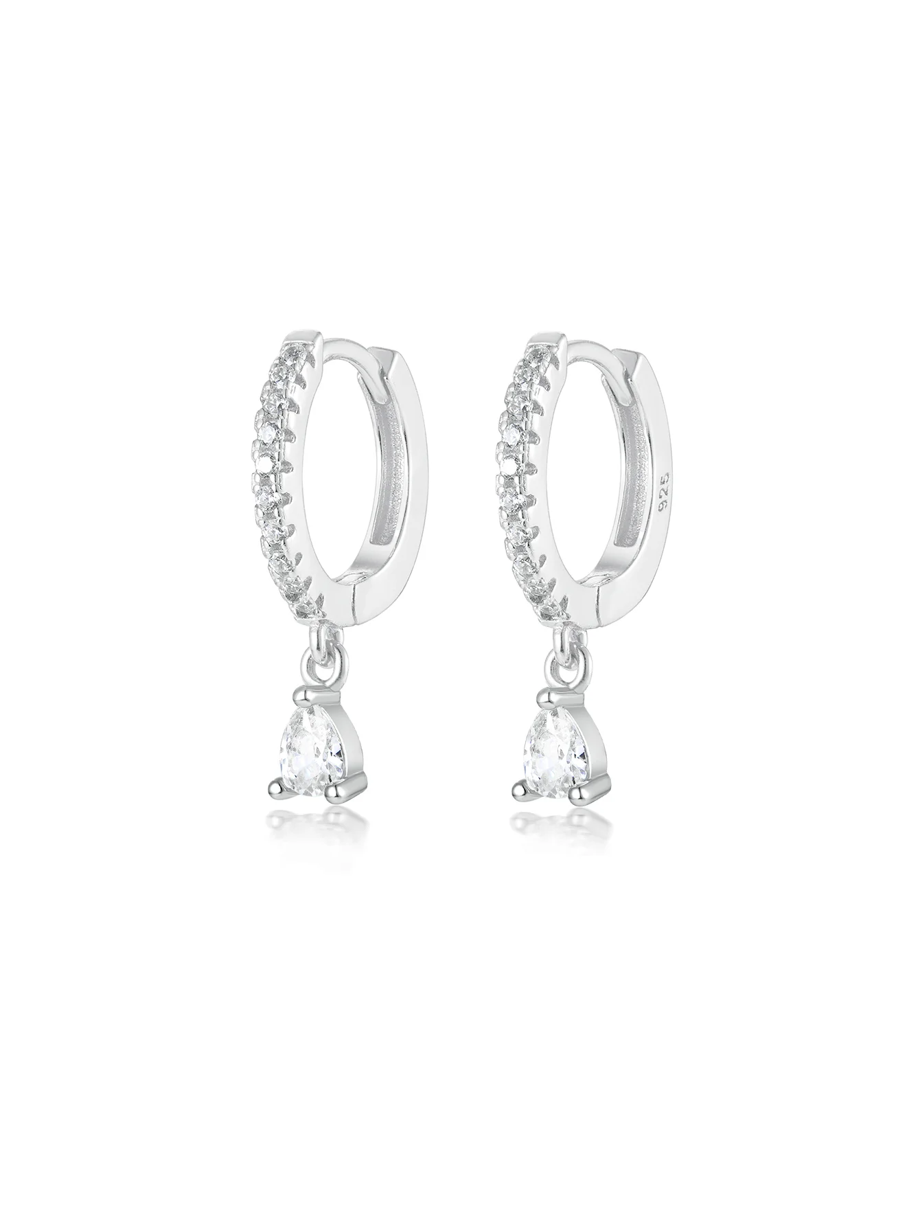 

Premium S925 Sterling Silver Pear-Shaped CZ Double-Hoop Drop Earrings | Hypoallergenic | Holiday Gift Box