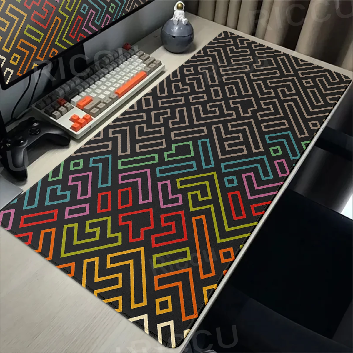

Gaming Black Mousepad Geometric Lines Mousepad Large Mouse Mat Desk Accessories Pads Non-Slip Rubber PC Mouse Pad Keyboard Mats