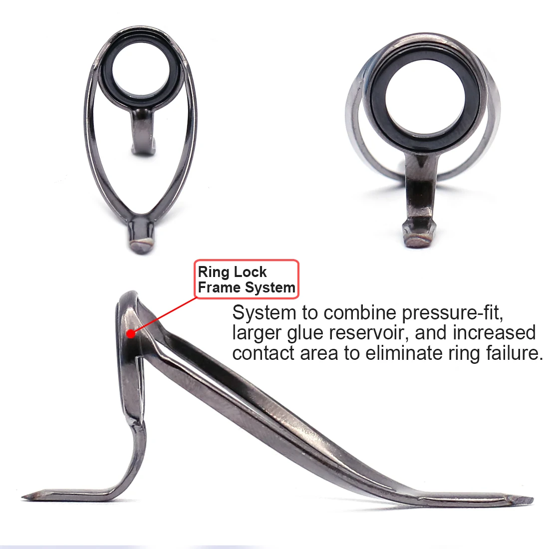 FishTrip Fishing Rod Guides Repair Kit Heavy Surf Low Rider Reversed Stripper Guide Ring Lock Frame Tangle-resistant Guide