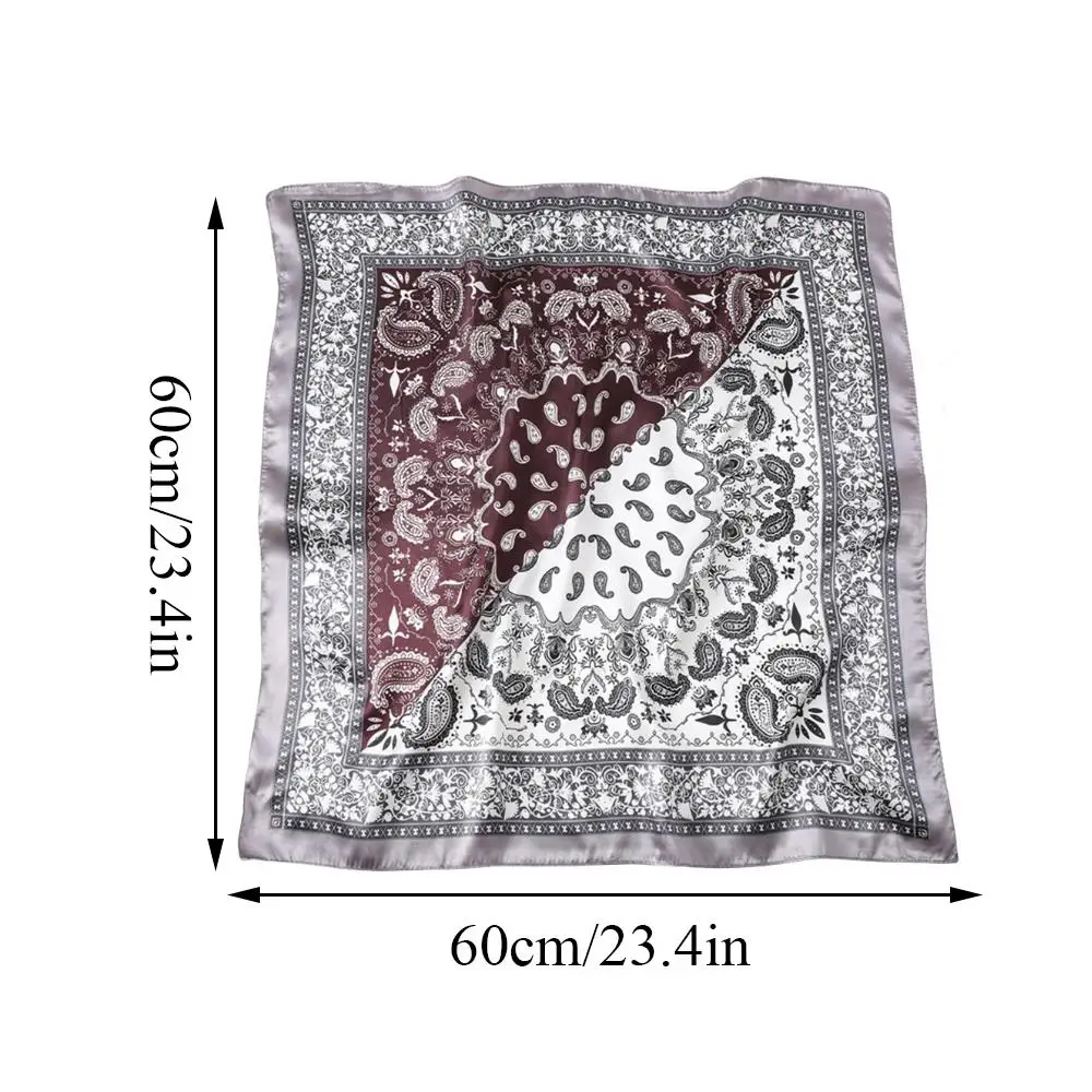 두 가지 색상 목 머리 스카프 캐슈 꽃 Hijab 스카프 귀여운 페이즐리 스퀘어 스카프 실크 새틴 DIY 장식 두건 머리 스카프