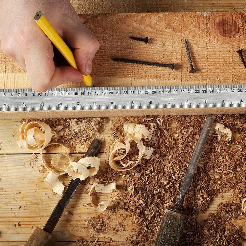 Metal Ruler with Cork Backing:(12+18 Inch) Stainless Steel Ruler Non-Slip Rulers with Inch and Centimeters-DTB1