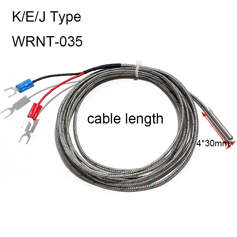 1PC WRNT-035 K/E/J-type Thermocouple High Precision Sensor Probe 0.5M 1M 2M 3M 4M Alloy Metal Shielded Wire Test Cable