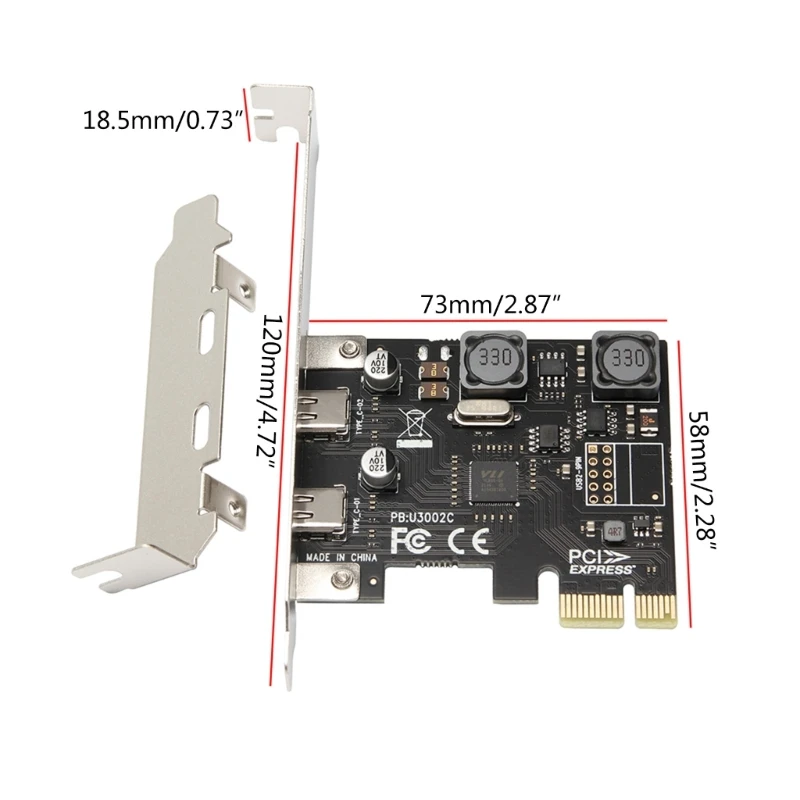 5asd 2-porta USB 3.1 (10 Gbps) PCIE Card Super Speed ​​PCIexpress para TypeC