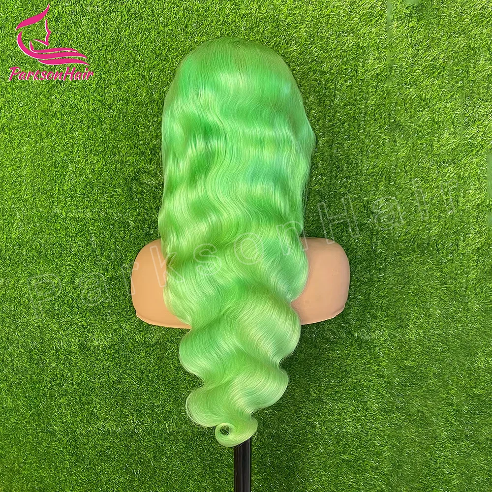 Green Body Wave 13x6 Lace Front Human Hair Wigs 100% Brazilian Colored 613 Human Hair Lace Frontal Wig For Women Pre-Plucking