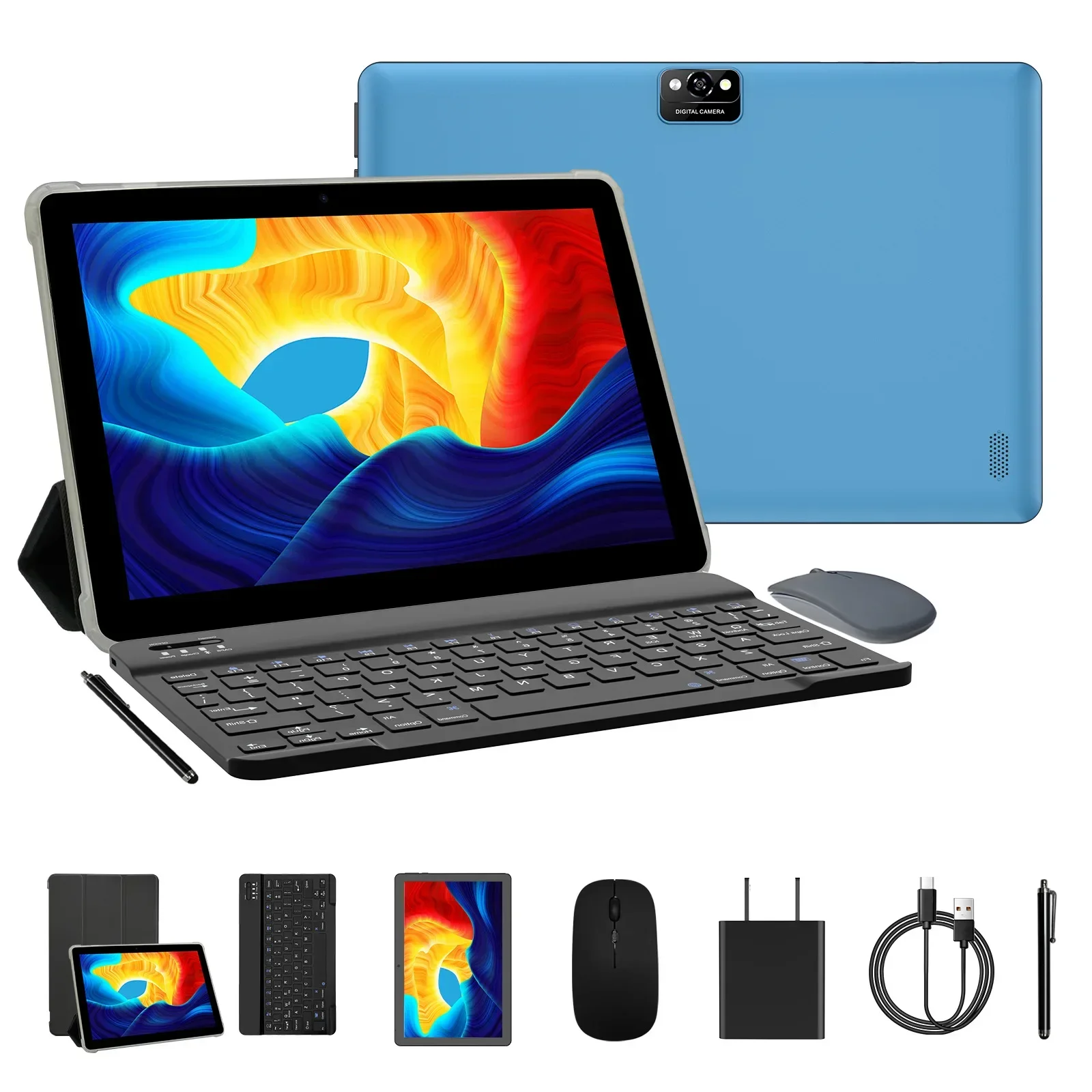 New Tablet PC 10 Inch Android 1280*800 Resolution Touch Screen 7GB(3+4 Expand) RAM + 64GB ROM 5G WiFi GPS with Keyboard, Mouse