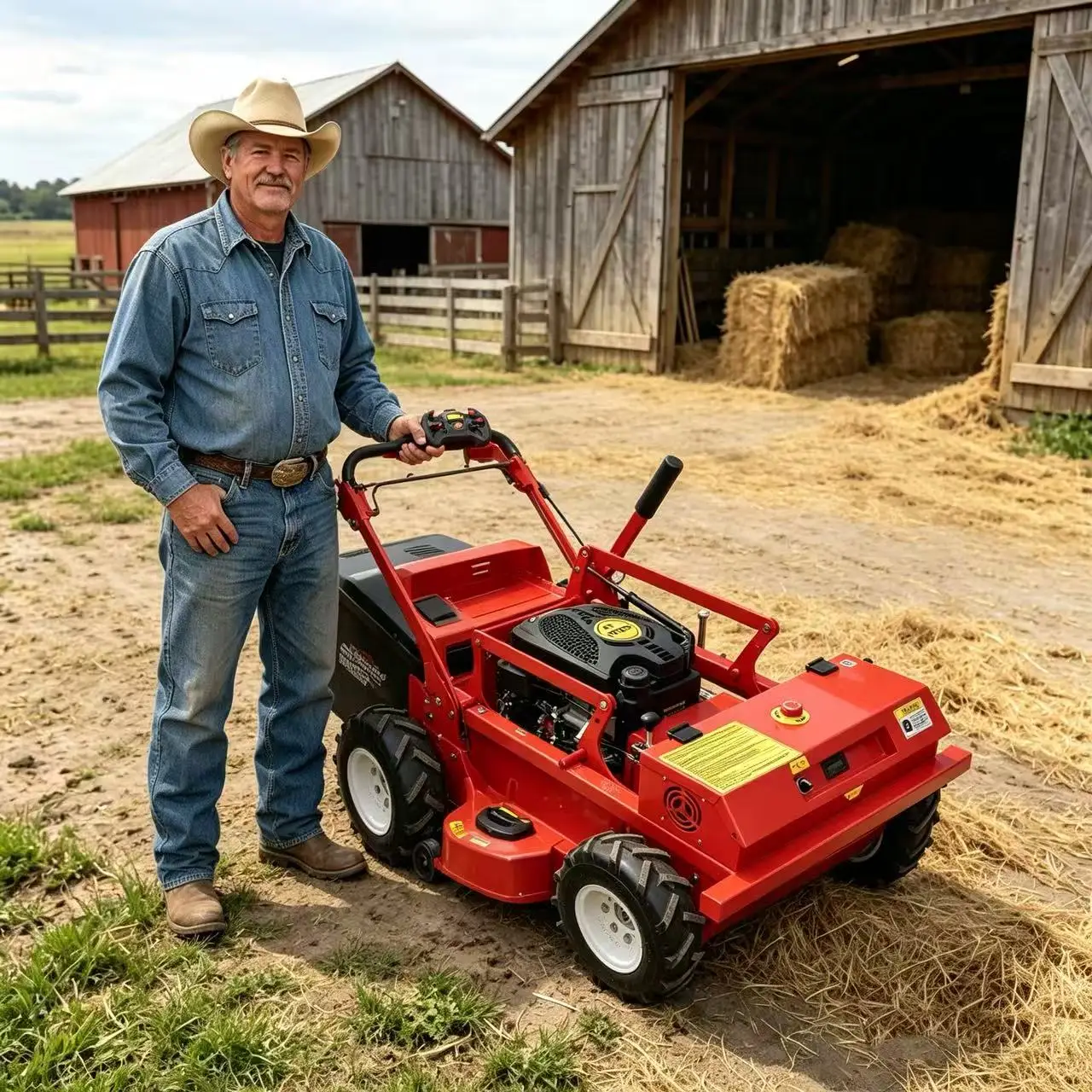 

Remote-Controlled All-Terrain Slope Mower with Shrub Trimmer & Shredder Wheeled Self-Propelled Lawn Care Equipment