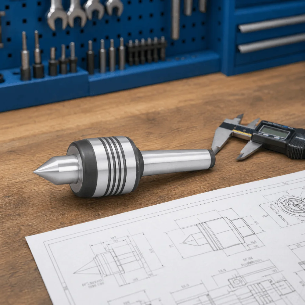 MT2 Morse Taper Live Center Hardened Steel Bearing Rotating Head Morse Taper Center Precision Ground 5-Slot Lathe Center