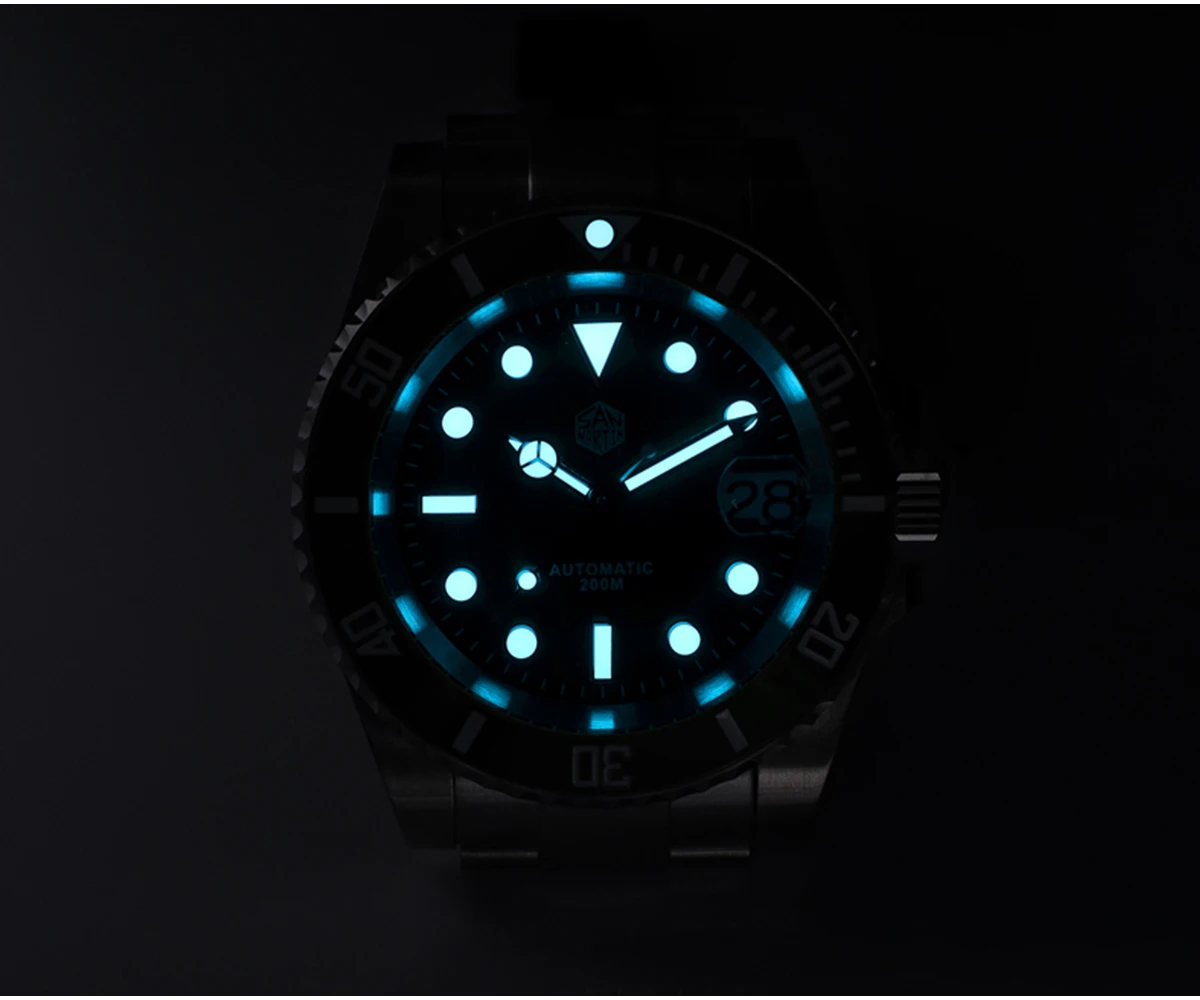 San Martin PT5000 Automatic Mechanical Sub 41mm Diver Watch Fashion Luxury Stainless Steel Date Cyclops Watches Waterproof 200M