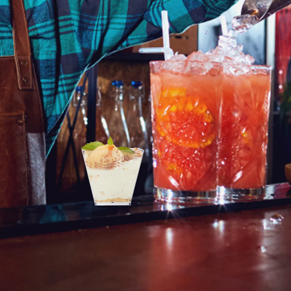 

80Pcs Dessert Cups Transparent Clear Plastic Creative Mini Dessert Storage Cups for Party Cake Fruit Ice Cream