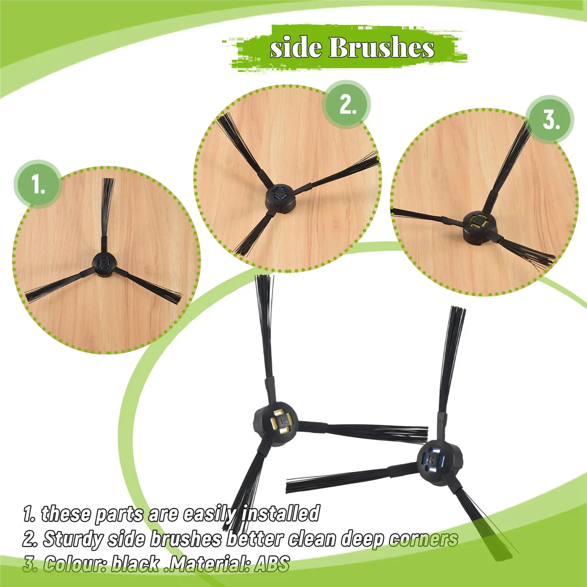 10Pcs Robot Vacuum Cleaner Side Brush for Ilife V8 V8S X750 A7 X800 X785 V80 Robotic Vacuum Cleaner Parts Accessories