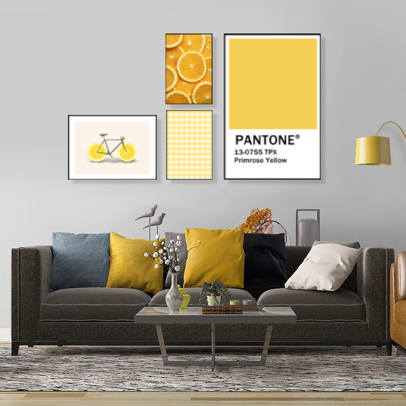 Vibrant Yellow Color Wall Art Poster and Print Lemon Wall Picture for Kid's Room Living Room Home Decor