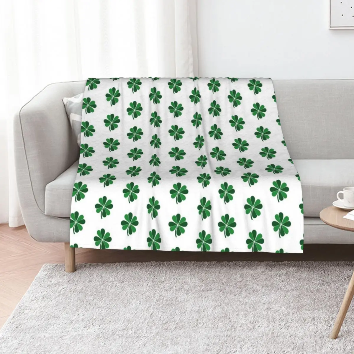 Lucky Clover Charm Throw Blanket Multi Use Warm Blanket for Living Room Bedroom