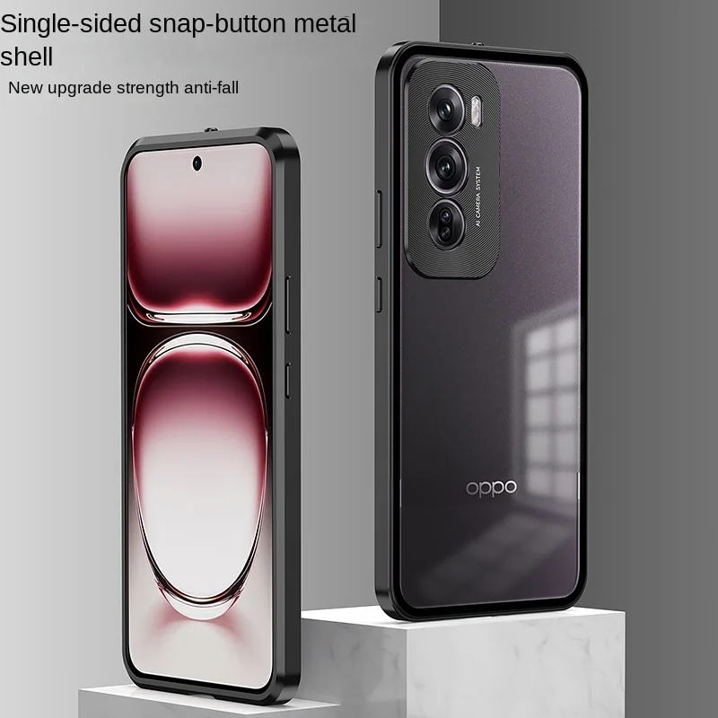 

Premium Acrylic&Metal Border Detachable Back Cover For Oppo Reno12 Reno12 F Reno12 Pro Military Fall prevention Phone Case