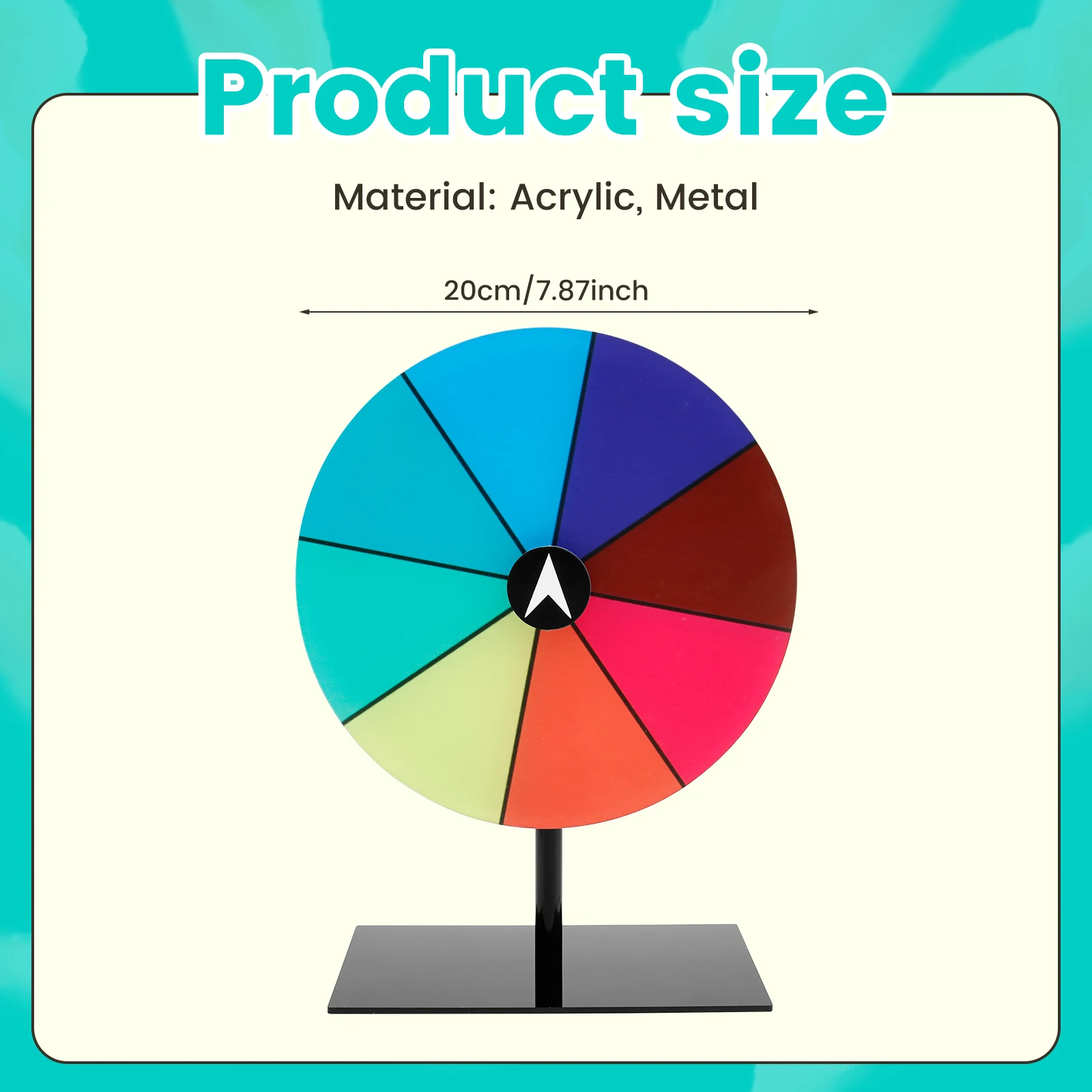 Roue De Prix à Faire Tourner – Table, 8 Secteurs – Marqueur Effaçable Inclus – Support Stable – 2 Tailles (15 Ou 20 Cm) – Idéal Pour Fêtes, Anniversaires, Carnaval, Noël